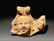ceramic head of hapokrates, hellenistic ca 300 - 100 BC
Height: 5.3 cm