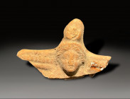 ceramic head of a female, greek ca 300 - 100 BC
Height: 6.5 cm