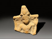 upper part of a ceramic figurine of dionysus, hellenistic ca 300 - 100
Height: 8.4 cm