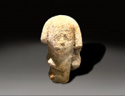 ceramic phoenician head of astarte wearing the egyptian wig ca 800 BC
Height: 5.8 cm