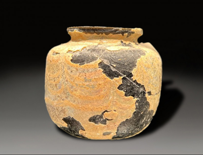 deep green glass cosmetic jar or possibly inkwell, roman period circa 100 - 300 ...