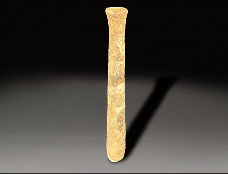 glass tubular flask, for medicinal aplications, roman period circa 100 - 400 AD...