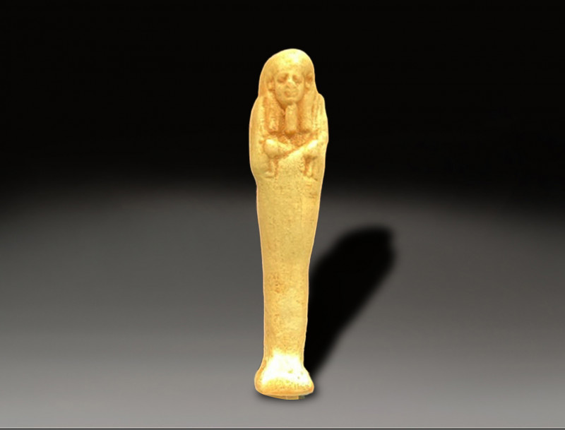 Egyptian faience ushabti Egyptian period circa 600 BC
Height: 10 cm