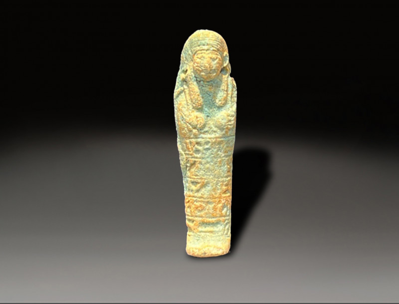 Egyptian faience ushabti inscribes Egyptian period circa 600 – 300 BC
Height: 6...