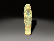 Egyptian faience ushabti inscribes Egyptian period circa 600 – 300 BC
Height: 6.1 cm