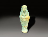 Egyptian faience green ushabti inscribes Egyptian period circa 600 – 300 BC
Height: 4.6 cm