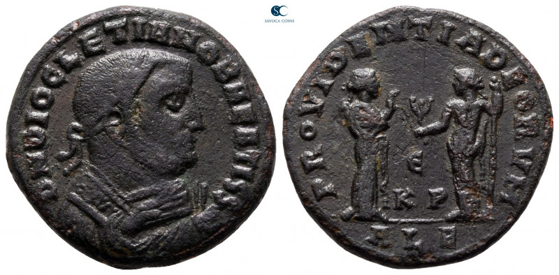 Diocletian AD 284-305. Alexandria
 Half Follis Æ

24 mm, 6,69 g



very f...