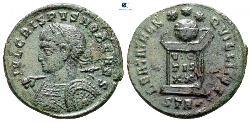 Crispus, as Caesar AD 316-326. Treveri
Follis Æ

19 mm, 2,32 g



very fi...