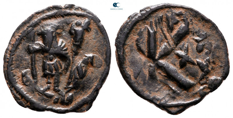 Heraclius with Heraclius Constantine AD 610-641. Constantinople
Half Follis or ...