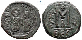 Heraclius with Heraclius Constantine AD 610-641. Thessalonica. Follis or 40 Nummi Æ