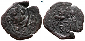 Heraclius with Heraclius Constantine AD 610-641. Countermarked issue. Uncertain Sicilian mint. Follis or 40 Nummi Æ
