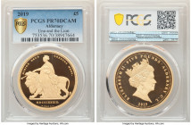 British Dependency. Elizabeth II gold Proof "Una and the Lion" 5 Pounds 2019 PR70 Deep Cameo PCGS, Commonwealth mint, KM-Unl. Mintage: 400. 

HID09801...