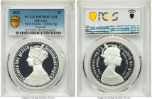 British Dependency. Elizabeth II 2-Piece Certified silver "New Gothic Crown" Proof Set 2021 PR70 Deep Cameo PCGS, 1) "Portrait" 5 Pounds - KM-Unl. 2) ...