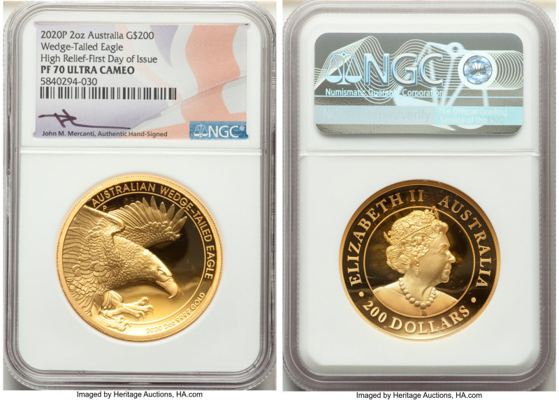 Elizabeth II gold Proof "High Relief Wedge-Tailed Eagle" 200 Dollars (2 oz) 2020...