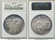 Andor Mezaros silver Unofficial Pattern Dollar 1967 MS67 ANACS, KM-XM2. Mintage: 1,500. Pastel purple toning. 

HID09801242017

© 2022 Heritage Auctio...
