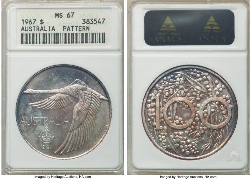 Andor Mezaros silver Unofficial Pattern Dollar 1967 MS67 ANACS, KM-XM2. Mintage:...
