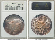 Andor Mezaros silver Unofficial Pattern Dollar 1967 MS67 ANACS, KM-XM2. Mintage: 1,500. Peach, lavender, and teal toning. 

HID09801242017

© 2022 Her...