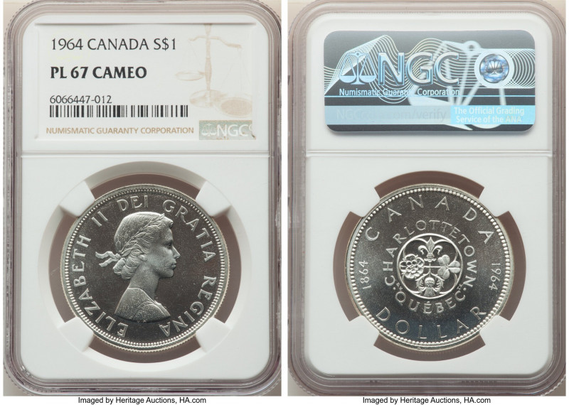 Elizabeth II silver Prooflike "Charlottetown" Dollar 1964 PL67 Cameo NGC, KM58. ...