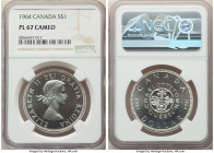 Elizabeth II silver Prooflike "Charlottetown" Dollar 1964 PL67 Cameo NGC, KM58. Struck to commemorate the centennial of the Charlottetown Conference, ...