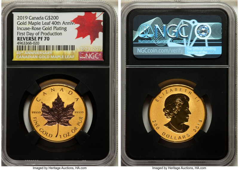 Elizabeth II 3-Piece Certified Incuse bi-metallic silver & gold "Maple Leaf - 40...