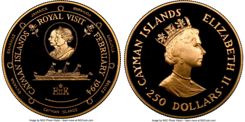 Elizabeth II gold Proof "Royal Visit" 250 Dollars 1994 PR69 Ultra Cameo NGC, KM1...