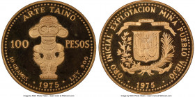 Republic gold Proof "Taino Art" 100 Pesos 1975 PR68 Ultra Cameo NGC, KM39, Fr-3. Mintage: 2,000. AGW 0.2894 oz. 

HID09801242017

© 2022 Heritage Auct...