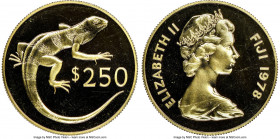 British Colony. Elizabeth II gold "Banded Iguana" 250 Dollars 1978 MS66 NGC, KM43. Conservation series. Mintage: 810. AGW 0.9675 oz. Ex. Paramount Col...