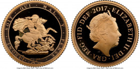 Elizabeth II gold Proof "Pistrucci Sovereign - 200th Anniversary" 1/2 Sovereign 2017 PR69 Ultra Cameo NGC, KM-Unl., S-B11. Limited Edition Presentatio...