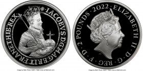 Elizabeth II silver Proof "King James I" 2 Pounds (1 oz) 2022 PR70 Ultra Cameo NGC, KM-Unl., S-Unl. Limited Edition Presentation Mintage: 1,250. Briti...