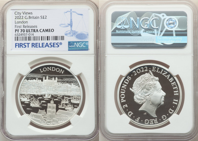 Elizabeth II silver Proof "City Views - London" 2 Pounds (1 oz) 2022 PR70 Ultra ...
