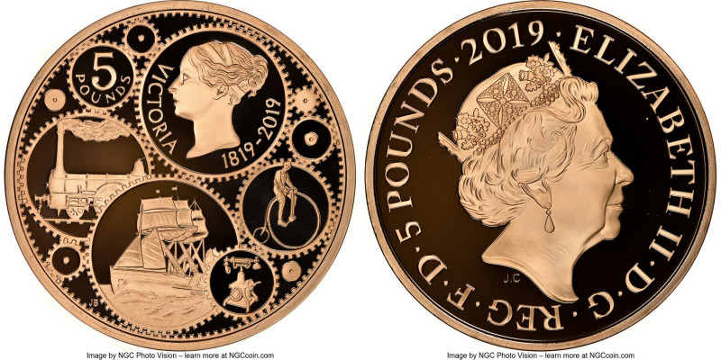 Elizabeth II gold Proof "Queen Victoria - 200th Birth Anniversary" 5 Pounds 2019...