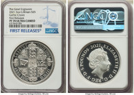 Elizabeth II silver Proof "Gothic Crown Quartered Arms" 5 Pounds (2 oz) 2021 PR70 Ultra Cameo NGC, KM-Unl., cf. S-GE30 (date listed as 2022). The Grea...