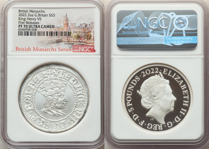 Elizabeth II silver Proof "King Henry VII" 5 Pounds (2 oz) 2022 PR70 Ultra Cameo...