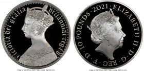 Elizabeth II silver Proof "Gothic Crown Portrait" 10 Pounds (5 oz) 2021 PR69 Ultra Cameo NGC, KM-Unl., S-GE20. Limited Edition Presentation: 500. Sold...