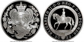 Elizabeth II silver Proof "Elizabeth II - Platinum Jubilee" 10 Pounds (5oz) 2022 PR70 Ultra Cameo NGC, KM-Unl., S-M22. Sold with original case of issu...