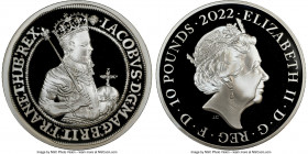 Elizabeth II silver Proof "King James I" 10 Pounds (5 oz) 2022 PR70 Ultra Cameo NGC, KM-Unl., S-Unl. Limited Edition Presentation Mintage: 275. Britis...