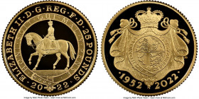 Elizabeth II gold Proof "Elizabeth II - Platinum Jubilee" 25 Pounds (1/4 oz) 2022 PR69 Ultra Cameo NGC, KM-Unl., S-Unl. Limited Edition Presentation: ...