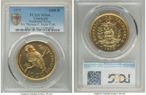 Republic gold "Cock of the Rocks" 1000 Bolivares 1975-(l) MS66 PCGS, British Royal mint, KM-Y48.1, Fr-8. Feathered Wing variety. Mintage: 483. Conserv...