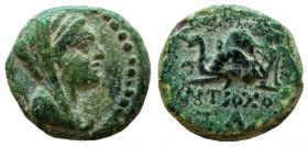 Seleukid Kingdom. Antiochos IV Epiphanes. 175-164 BC. AE 15 mm. Ake-Ptolemais mint.
