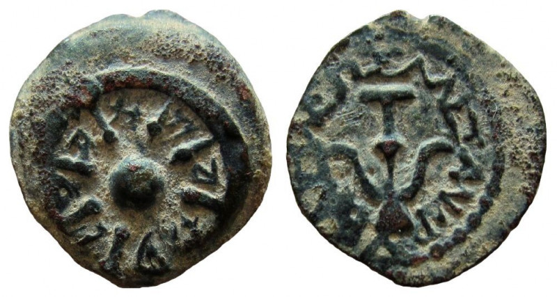 Judean Kingdom, Alexander Jannaeus, 104-76 BC. AE Prutah. 

 17 mm. Weight: 2....
