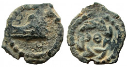 Judaea. Herod Archelaus, 4 BC-6 AD. AE Half Prutah. Jerusalem mint.