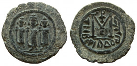 Umayyad Caliphate. Arab-Byzantine coinage. AE Fals. Tabariyya (Tiberias) mint.
