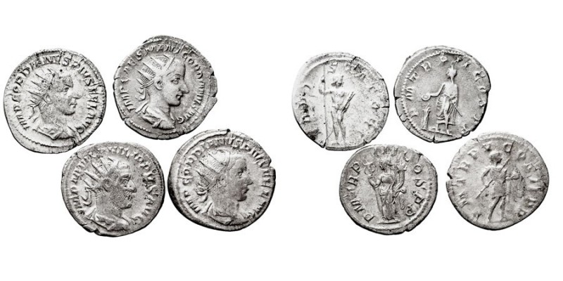 IMPERIO ROMANO
LOTES DE CONJUNTO
Antoniniano. AR. Lote de 4 monedas. Gordiano ...