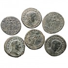 IMPERIO ROMANO
LOTES DE CONJUNTO
Follis. AE. Lote de 6 monedas. Constancio Cloro, G. Maximiano (3) y Constantino (2) MBC+ a MBC.