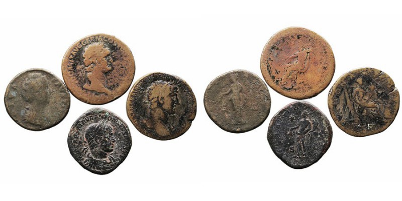 IMPERIO ROMANO
LOTES DE CONJUNTO
Lote de 4 monedas. AE. Sestercio. Domiciano, ...