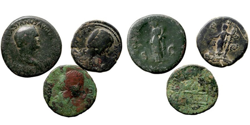 IMPERIO ROMANO
LOTES DE CONJUNTO
Sestercio. AE. Lote de 3 monedas. Vespasiano,...