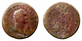 IMPERIO ROMANO
DOMICIANO
Sestercio. AE. R/(GERMANIA) CAPTA. S.C. 25,76 g. RIC.278. Rara. RC.