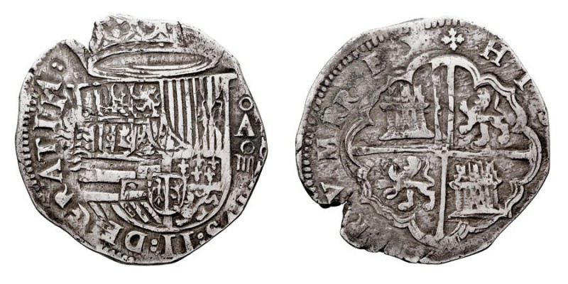 MONARQUÍA ESPAÑOLA
FELIPE II
4 Reales. AR. Valladolid A. s/f. Ceca con cuatro ...