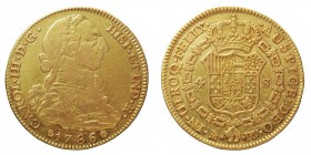 MONARQUÍA ESPAÑOLA
CARLOS III
4 Escudos. AV. Madrid DV. 1786. Letras DV sobre JD. 13,34 g. Cal.311 VTE. MBC+.
