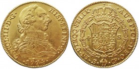 MONARQUÍA ESPAÑOLA
CARLOS III
4 Escudos. AV. Sevilla CF. 1774. 13,44 g. Cal.No Cataloga por error. Calicó & Trigo 227. Ligerísima marca a la der. de...